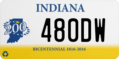 IN license plate 480DW