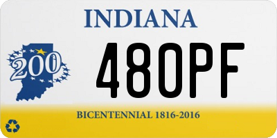 IN license plate 480PF