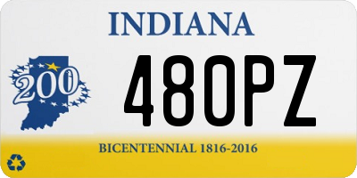 IN license plate 480PZ