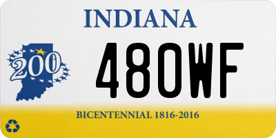 IN license plate 480WF