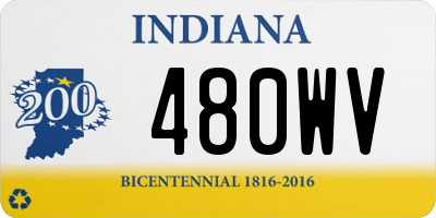 IN license plate 480WV