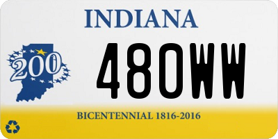 IN license plate 480WW