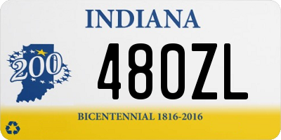 IN license plate 480ZL