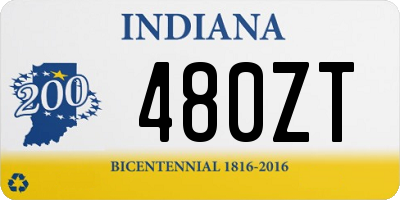 IN license plate 480ZT