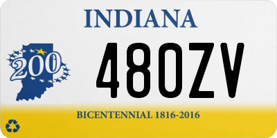 IN license plate 480ZV