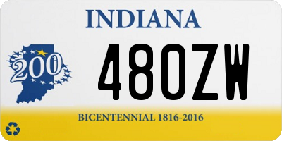 IN license plate 480ZW