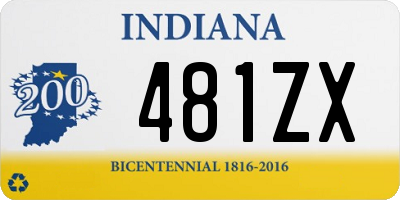 IN license plate 481ZX