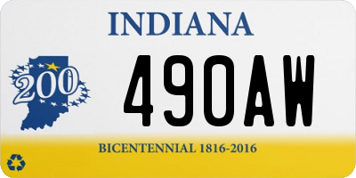 IN license plate 490AW