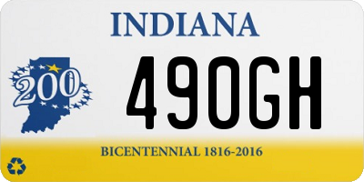 IN license plate 490GH