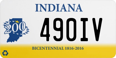 IN license plate 490IV