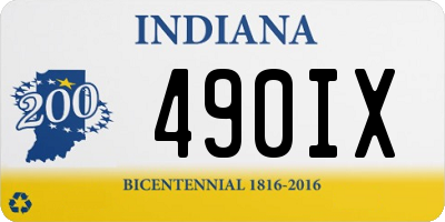 IN license plate 490IX