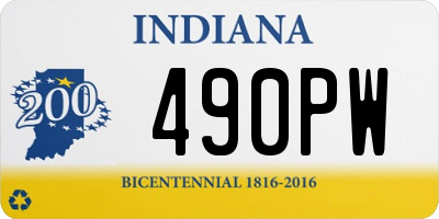 IN license plate 490PW