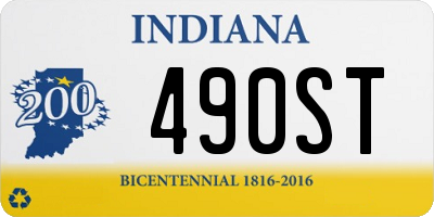 IN license plate 490ST