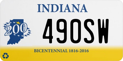 IN license plate 490SW