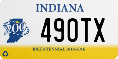 IN license plate 490TX