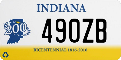 IN license plate 490ZB