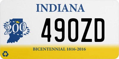 IN license plate 490ZD