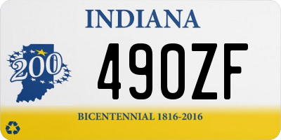 IN license plate 490ZF