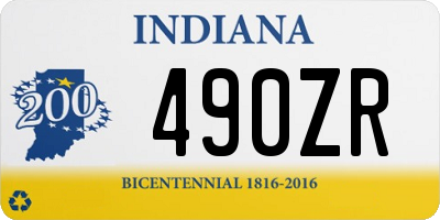 IN license plate 490ZR