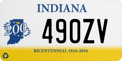 IN license plate 490ZV