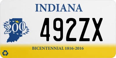 IN license plate 492ZX