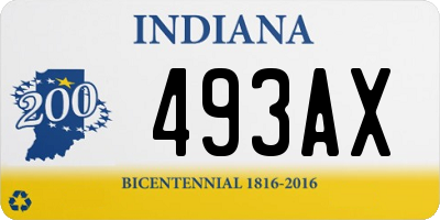 IN license plate 493AX