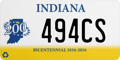 IN license plate 494CS