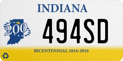 IN license plate 494SD