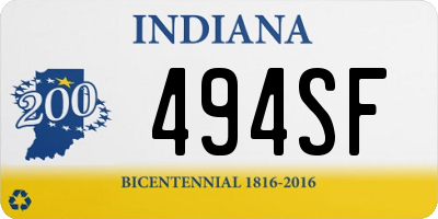 IN license plate 494SF