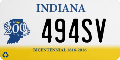 IN license plate 494SV