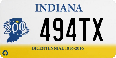 IN license plate 494TX