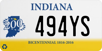 IN license plate 494YS