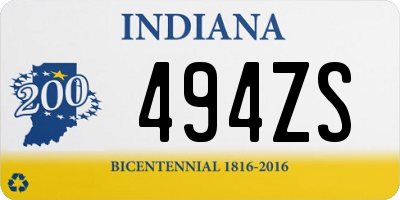 IN license plate 494ZS