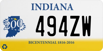 IN license plate 494ZW