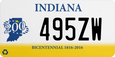 IN license plate 495ZW