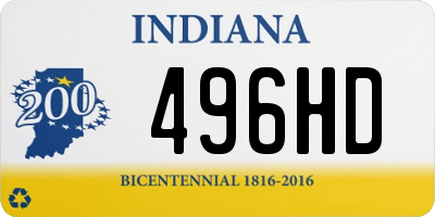 IN license plate 496HD