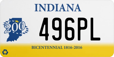 IN license plate 496PL