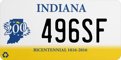 IN license plate 496SF