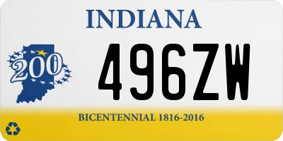 IN license plate 496ZW