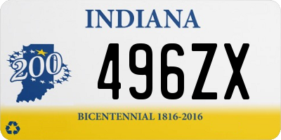 IN license plate 496ZX