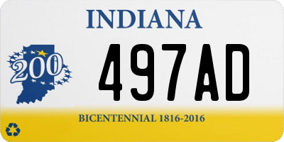 IN license plate 497AD