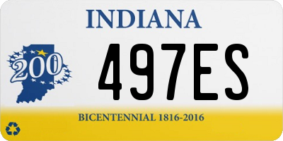 IN license plate 497ES