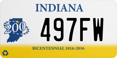 IN license plate 497FW