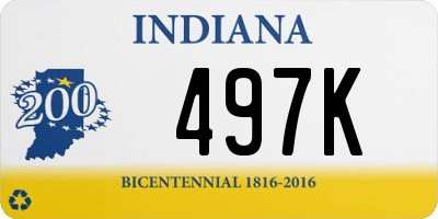 IN license plate 497K