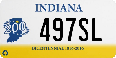 IN license plate 497SL