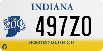 IN license plate 497ZO