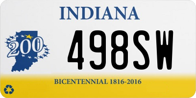 IN license plate 498SW