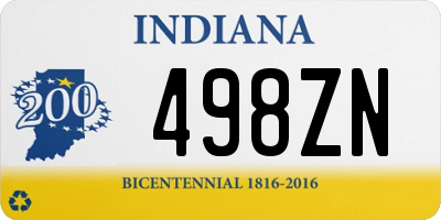 IN license plate 498ZN