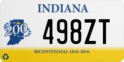 IN license plate 498ZT