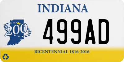 IN license plate 499AD